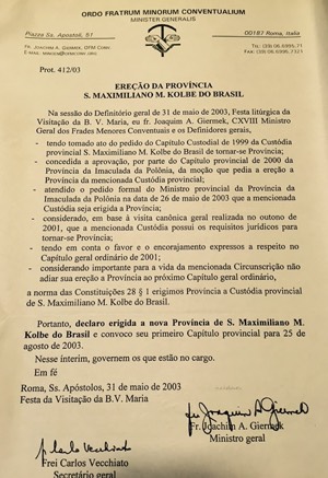 Província celebra 13 anos de sua ereção canônica