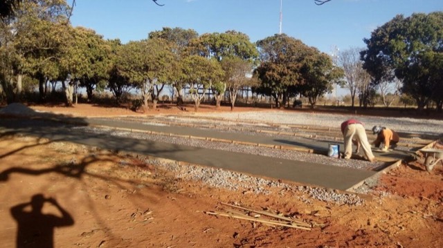 Obra da quadra de esportes do Seminário Santa Maria dos Anjos está em andamento